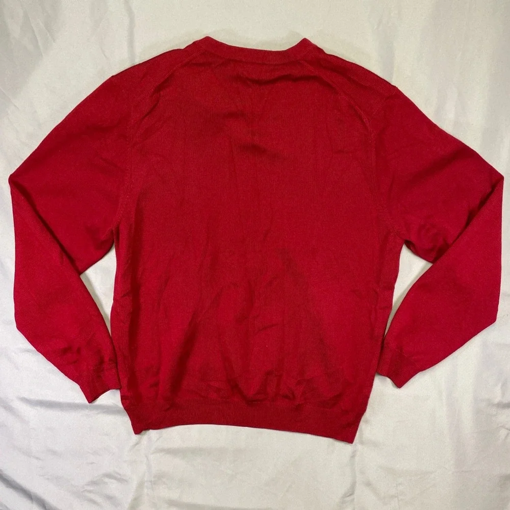 Brooks‎ Brothers 346 Mens Red Merino Wool Blend V-Neck Sweater Size M